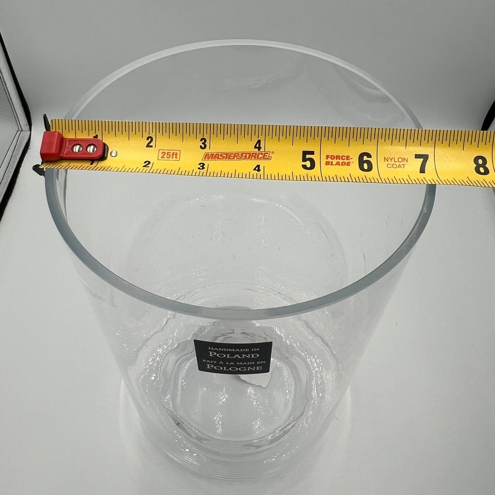 HomeGoods Glass Cylinder Vase Women OS Clear Brand New Handmade in Poland 12in - Picture 5 of 5